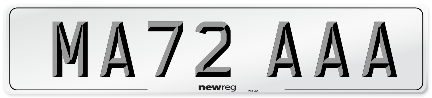 MA72 AAA Number Plate from New Reg